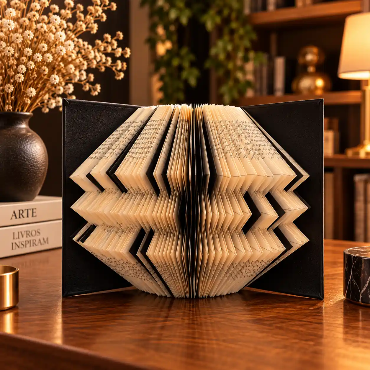 Exemplo de escultura em livro floral ou árvore